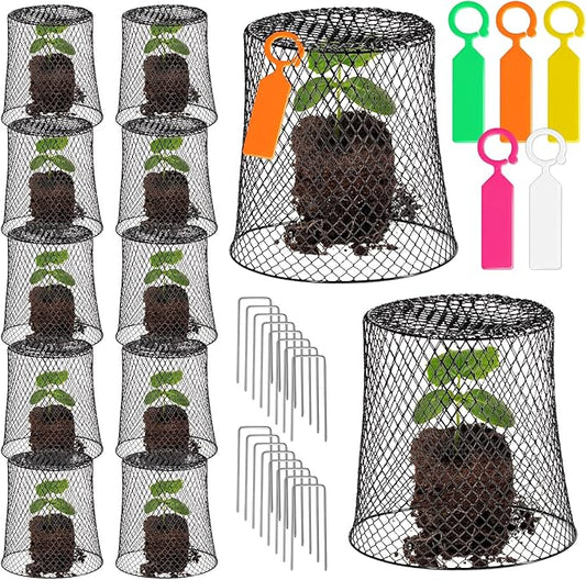 10 Pcs 8inch Chicken Wire Plant Covers Wire Garden Cloches Chicken Wire Cloche Plant Protector Metal Heavy Duty Garden Plant Cloche for Keeping Bunnies Chicken Squirrels Birds Other Out
