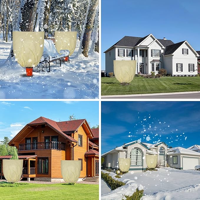 TCBWFY 95x80 Inch Huge Plant Covers Freeze Protection Frost Cloth for Outdoor Plants,2.82oz/yd² Thickened Winter Tree Covers with Zipper Drawstring,Frost Blanket from Wind,Pest and Animal