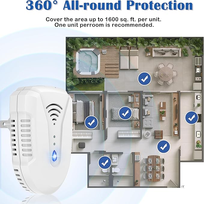 2025 Upgraded Version Ultrasonic Pest Repeller 6 Pack, Mouse Repellent Indoor Plug in, Insect Ultrasonic Repellent for Bugs Roach Insect Mice Spider Mouse Mosquito Ant, 3 Mode Switching