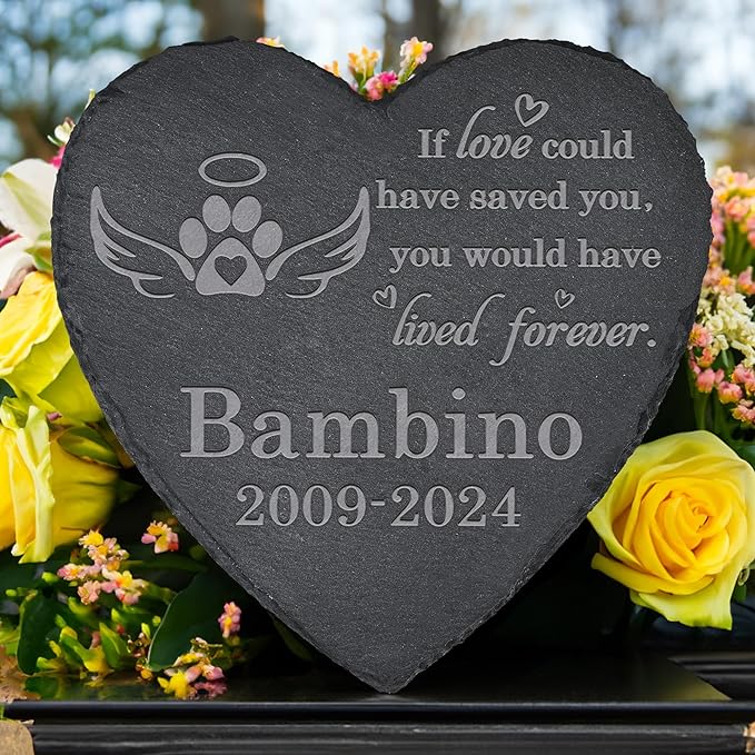 Pet Memorial Stone Pet Garden Statue - Pet Memorial Gifts - Pet Tombstone - Pet Loss Gift - Loss of Pet - Heart