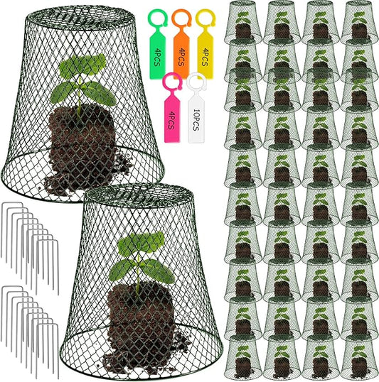 40 Pcs 9 inch Chicken Wire Plant Covers Bulk,Wire Garden Cloches Chicken Wire Cloche Plant Protector Metal Heavy Duty Garden Plant Cloche for Keeping Bunnies Chicken Squirrels Birds Other Out