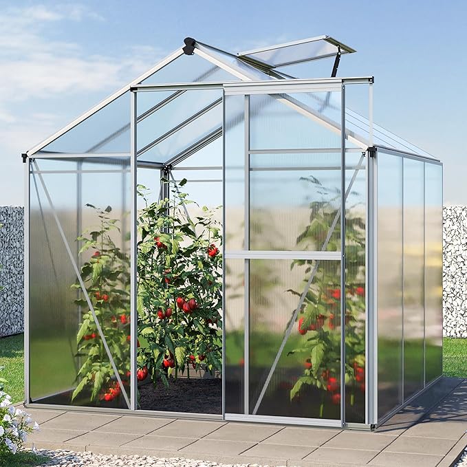 Greenhouse Jasmin 3 Aluminum Frame - 6.3 x 6.3 ft Approx. 6 mm Polycarbonate Panels