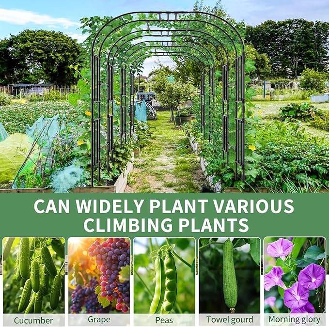 SUNYRISY Garden Arch Trellis, 87" x 59" x 47.2" Large Garden Trellis for Climbing Plants Outdoor, Tall Archway Plant Support Trellis Outdoor for Cucumber Grape Vine Vegetable Flower