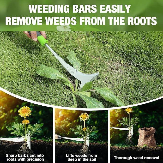 WORKPRO Crack Weeder, 12.5" Stainless Steel Crevice Weeding Tool with Soft Handle, L-Shaped Side-Walk Weed Removal Scraper, for Garden Lawn Yard Patio Terrace Paving Garden Hand Tool