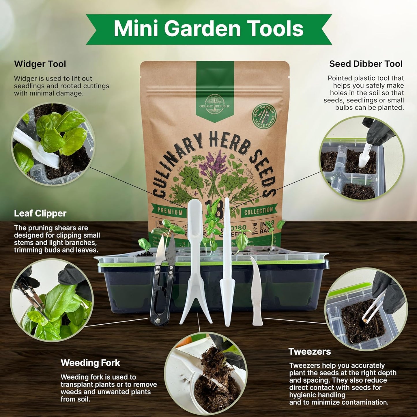 Organo Republic 18 Culinary Herbs Seeds Variety Pack - 10,180+ Heirloom, Non-GMO, Herbs Seeds for Outdoor and Indoor Home Gardening, Including Rosemary, Thyme, Oregano, Mint, Basil, Parsley