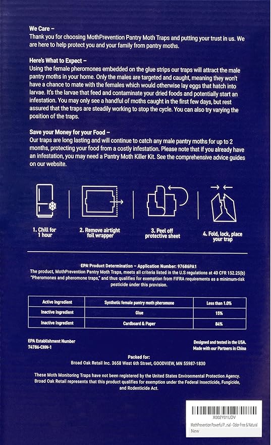 Powerful Pantry Moth Traps Pack of 6 | Moth Killer with Pheromones | Kitchen Moth Trap for Your Home | Maximum Pheromone Dispersal | No Odor