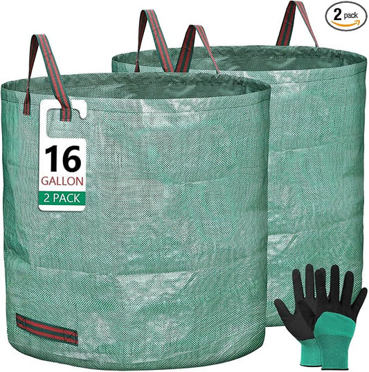 2 Pack 16 Gallon Reusable Yard Waste Bags Heavy Duty Lawn and Leaf Bags Yard Waste Container Garden Grass Bags