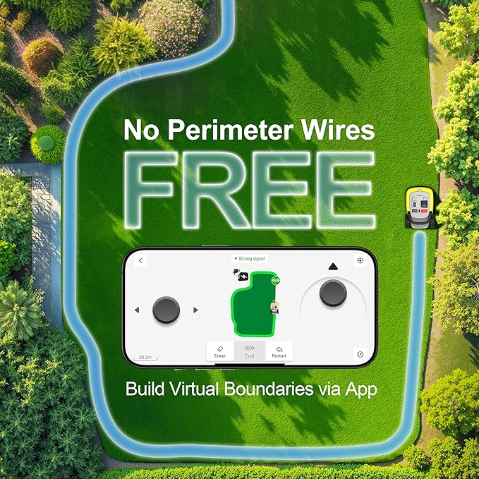 Robot Lawn Mower, RTK+AI Vision Robot Mower for Accurate Navigation & Obstacle Avoidance, No Perimeter Wire, Smart APP Control, Automatic Grass Cutting for Large Lawns, 55% Slopes, 52dB Quiet