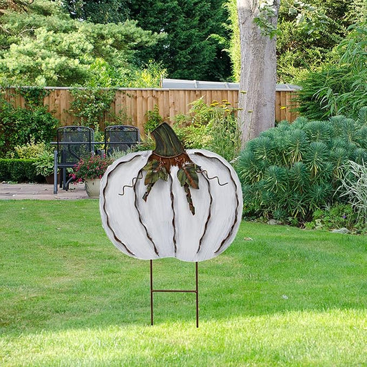 Metal Pumpkin Garden Stakes - Autumn Decorative Yard Signs - Indoor Outdoor Plant Flower Stake Fall Lawn Ornaments Pumpkin Decoration for Harvest Halloween (17.5"-B)