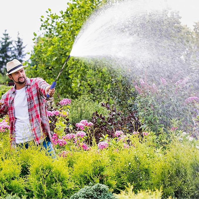 Electric Garden Sprayer, Portable Battery Powered Watering Wand, Rechargeable Plant Spray Mister with Telescopic Wand and 10ft Water Hose for Yard Lawn Weeds Plants,Type-C Charging, Blue