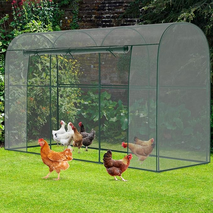 Crop Cages for Garden Plant, 9.8x3.3x6 Ft Plant Protection Tent with Zippered Door, Raised Bed Cover, Garden Bed Cover with Frame, Wind-Resistant Plant Cages for Outdoor Plants Vegetable Flower