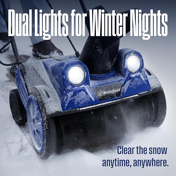Westinghouse WSnow18 Corded Snow Blower 18 Inch, Dual LED Lights, Electric Snow Blower with 25ft Throwing Distance, Plows 650lbs/min, Adjustable Chute