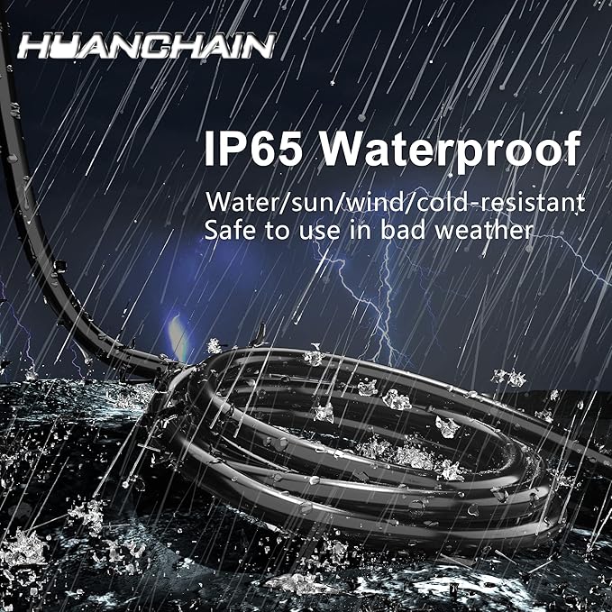 HUANCHAIN 16/3 Gauge 200 ft Extension Cord Outdoor Waterproof with Lighted end, Flexible Cold-Resistant 3 Prong Long Black Extension Cord Outside, 10A 1250W 16AWG SJTW, ETL