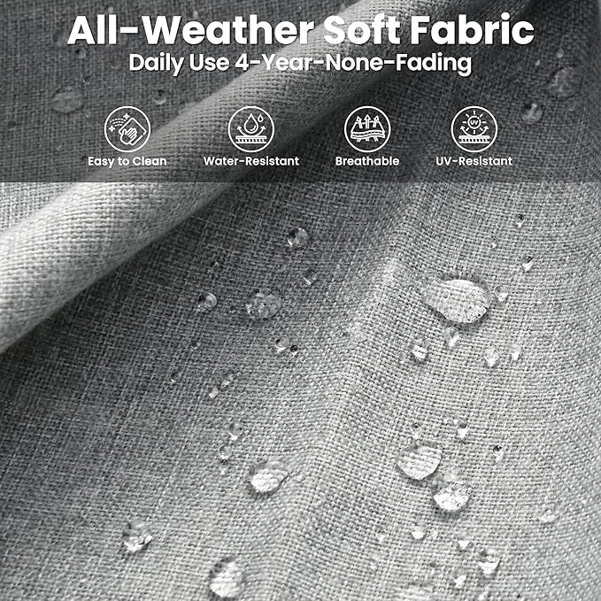 ovios 7 Pieces Patio Furniture Set, Outdoor Wicker Sofa Couch with Swivel Chairs Solar Lights Table, All Weather High Back Modern Conversation Sets, Grey Rattan, Grey