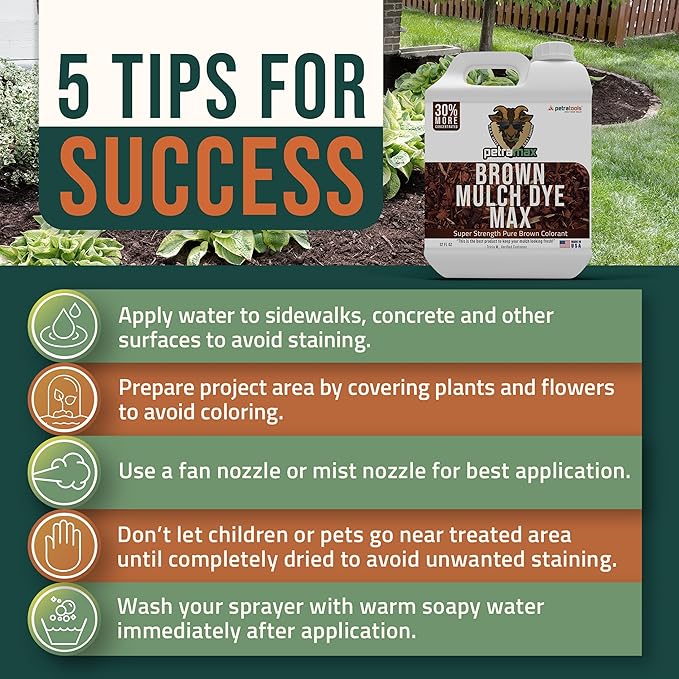 PETRA Brown Mulch Dye, 3,600 Sq Ft Coverage - Mulch Dye Brown, Brown Mulch for Landscaping, Brown Mulch for Garden Beds, Wood Mulch Dye, Permanent Mulch Paint & Playground Bark Mulch