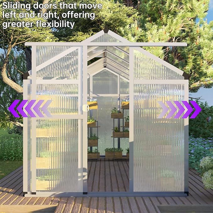 CQZY 6x8 FT Greenhouse for Outdoors,Walk-in Greenhouse for Outside,Silver