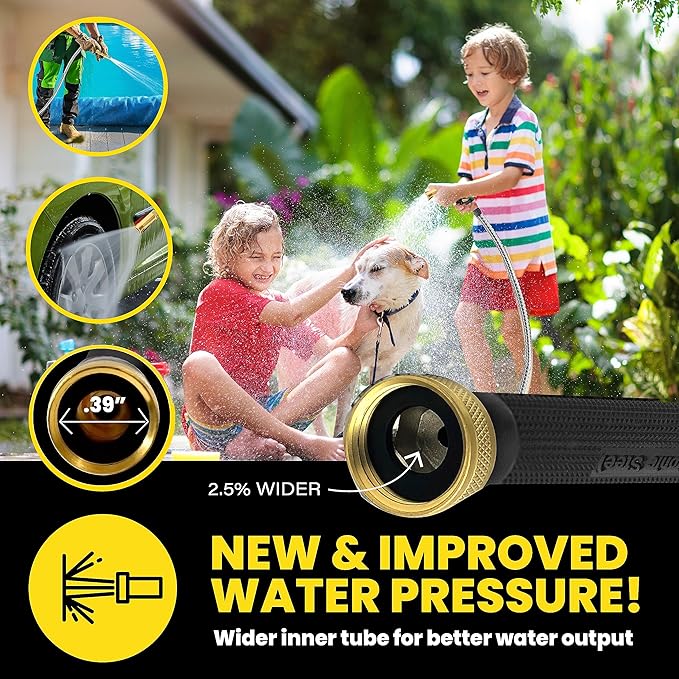 BIONIC STEEL PRO Metal Garden Hose 50 Ft with Nozzle, 304 Stainless Steel Water Hose, 50 Ft Garden Hose Tough & Flexible, Lightweight, Crush Resistant, Kink & Tangle Free, Rust Proof - 2025 Model