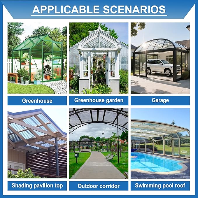 10 PCS Polycarbonate Greenhouse U Connector Profile 4ft Length Fits 0.16’’ & 0.24’’ Twin-Wall Polycarbonate Panels Duty Dust Rain & Moisture Protection Durabler (U-Clip 4' × 0.71’’ × 0.24’’)