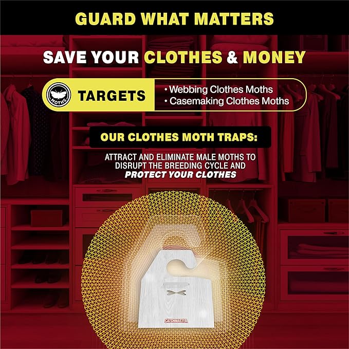 Catchmaster Premium Clothes Moth Traps, Hardwood Patterned Sticky Odorless Glue Traps 6PK, Pheromone Attractant, for Closets Wardrobes Cabinet Drawers & Carpet, PheroGuard Technology, Trap Moths