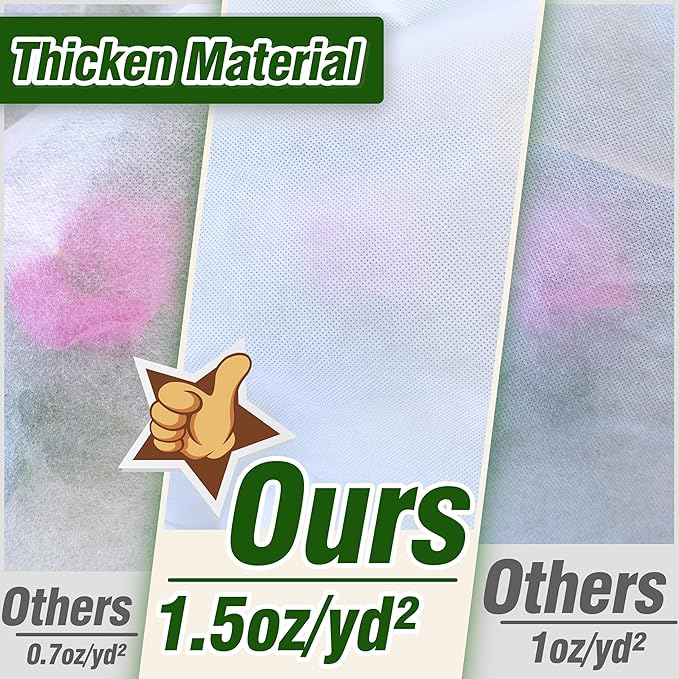 Gardzen 1.5 oz Plant Covers Freeze Protection, Reusable 10ft x 10ft Floating Row Covers, Thicker Frost Blankets for Outdoor Plants, Pests Protection, White