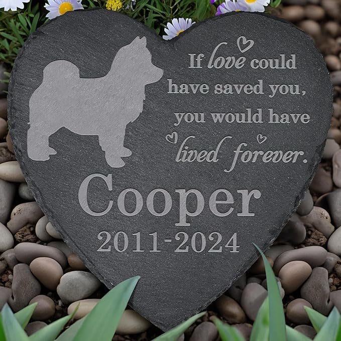 Dog Memorial Stone Dog Garden Statue - Dog Memorial Gifts - Dog Tombstone - Dog Loss Gift - Loss of Dog Gifts - Heart