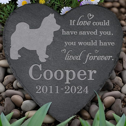 Dog Memorial Stone Dog Garden Statue - Dog Memorial Gifts - Dog Tombstone - Dog Loss Gift - Loss of Dog Gifts - Heart