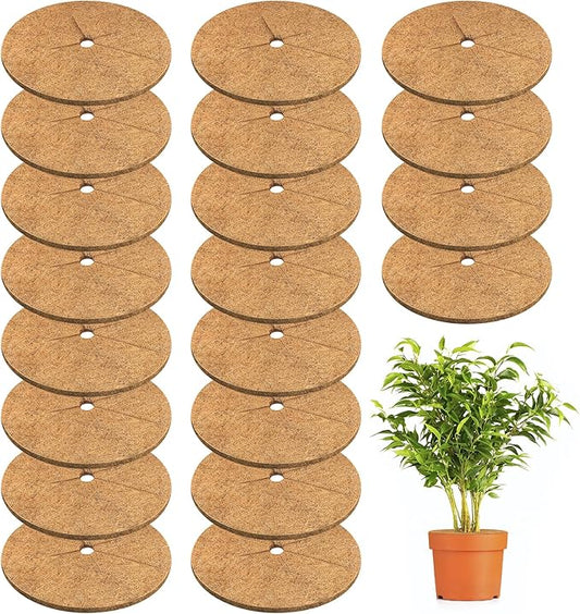 Legigo 20pcs Coconut Fiber Mulch Ring Tree Plant Protector Mat, 11.8 Inch Natural Coco Coir Tree Protection Ring Plant Pot Soil Cover, Tree Rings Disc Plant Cover for Indoor Outdoor Plants,Landscaping
