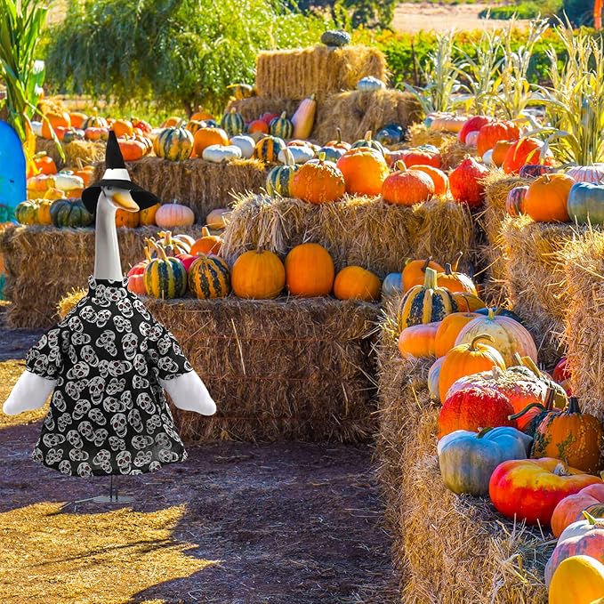 Porch Goose Outfits Clothes for 23" High Cement or Plastic Lawn Garden Goose Halloween Outdoor Decoration