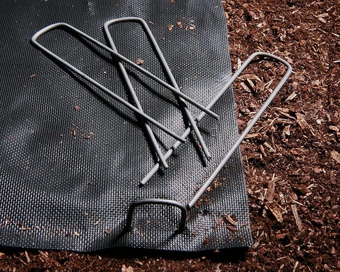 Ashman Galvanized Garden Stakes Landscape Staples and Fence Stake (50 Garden Staples - Heavy Duty & Anti Rust Galvanized)