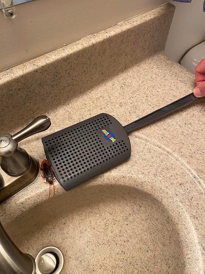 Heavy Duty Fly Swatter and Spider Catcher and Release. Insect Fly Catchers for Inside Home. House Fly Swatter or Humane Bug Catcher with Built in Insect Scoop. (1, Charcoal)