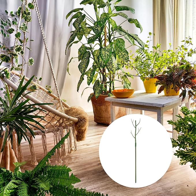 uxcell 4 Pcs Plant Support Stakes, 27.5" Twig Plant Stem Support Structures Garden Branches Plants Supports for House Potted Monstera Plants, Green