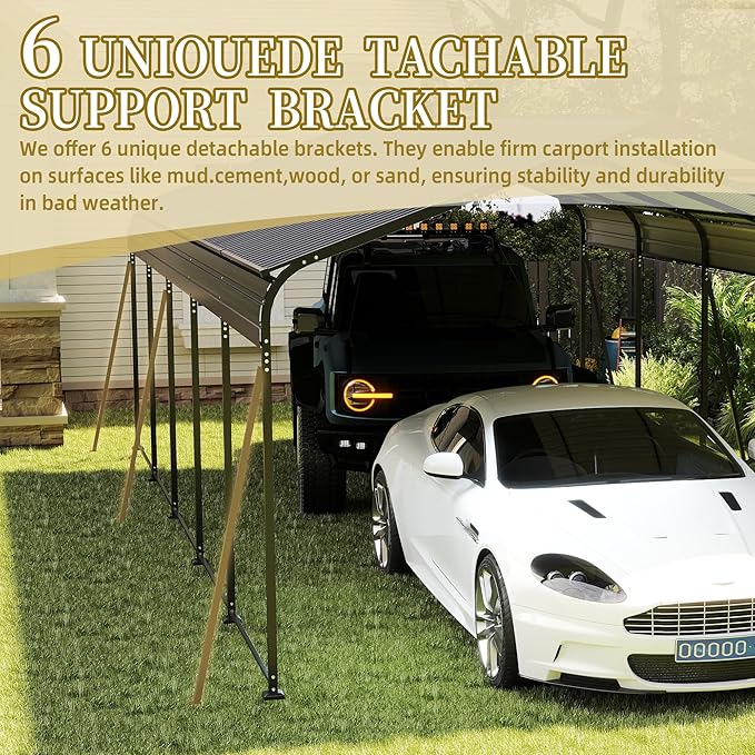 KEIKI 13 x 26.5 FT Metal Carport for 2 Cars, Heavy-Duty Steel Car Canopy with Scratch-Proof Film & Kit, Outdoor Metal Garage Shelter for Cars, Trucks, Boats, RV