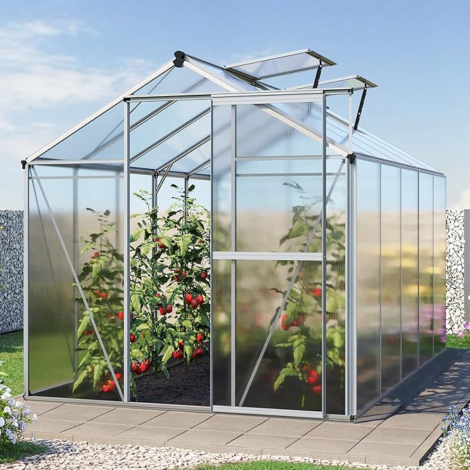 Greenhouse Jasmin 5 Aluminum Frame - 6.3 x 10.4 ft Approx. 6 mm Polycarbonate Panels