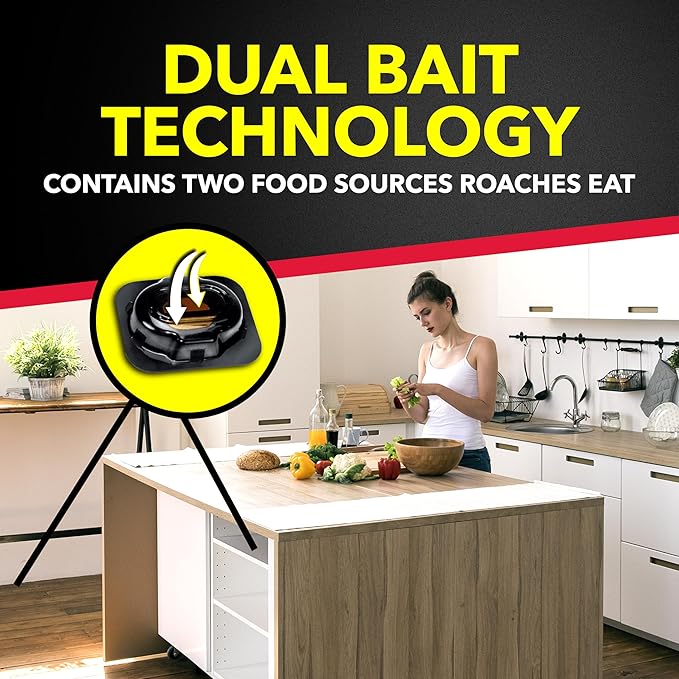 Raid Double Control Small Roach Baits, Child Resistant, For Indoor Use, Kills Roaches for 3 Months, 12 Count