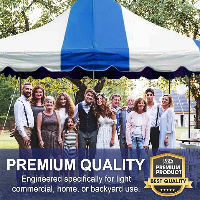 Party Tents Direct 20'x 20' Weekender Canopy Pole Tent with Sidewalls - Easy Up Canopy Tent with 80 Person Capacity - Outdoor Canopies for Parties, Weddings, and Events (Blue/White)