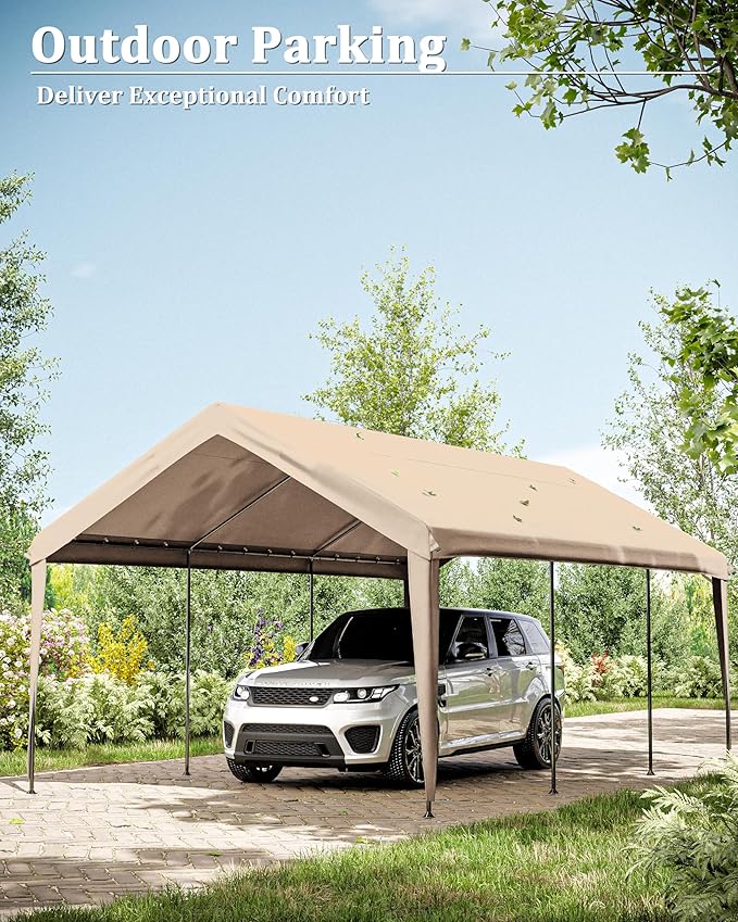 Carport Canopy Replacement Cover 12x20 Heavy Duty Outdoor Portable Car Canopy Oxford Waterproof UV & Tear Resistant Garage Canopy with Ball Bungees (Frame is Not Included)