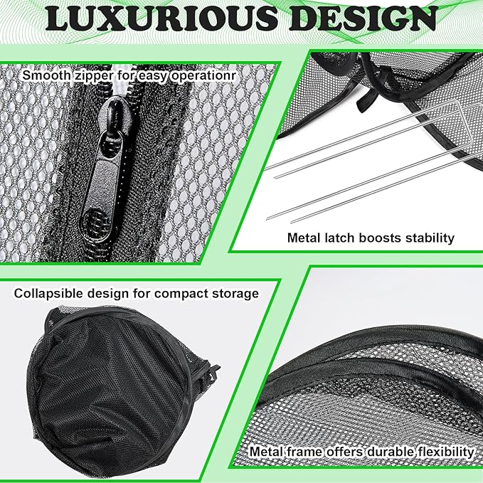 Pop up Garden Netting Cover,Pest Guard Plant Cover with 4 Stakes,Bird Plant Tent Protector,Mesh Gardening Net with Zipper Door for Vegetables Fruits Flowers