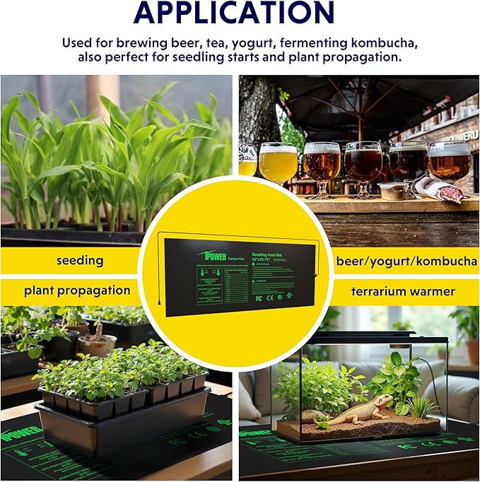 iPower 48" x 20.75" Seedling Heat Mat, Waterproof Durable UL&MET Certified Heating Pad for Indoor Gardening, Hydroponic Plant Germination