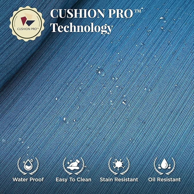 Patio Furniture Set, 6 Pcs Metal Outdoor Conversation Set, 2 Rocker Chairs, 2 Ottomans and 3 Seater Sofa with 5.75" Extra Thick Cushion and Gas Fire Pit Table, Gemstone Blue