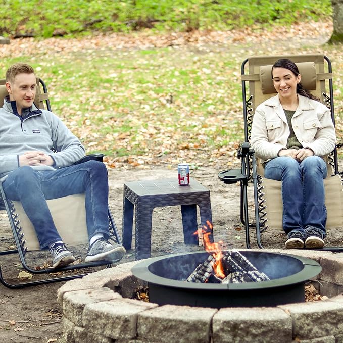 Sunnydaze Outdoor Fire Pit Ring - DIY Above or In-Ground Steel Fire Ring Insert - 33-Inch Outer/27-Inch Inner Diameter