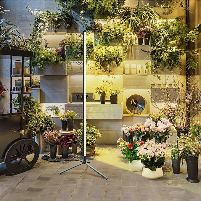 T8 LED Standing Grow Light for Indoor Plants, 4FT 42W Full Spectrum Plant Light with 243 LEDs, Wide Coverage, Foot-Operated Switch, Floor Grow Lamp with Adjustable Tripod Stand