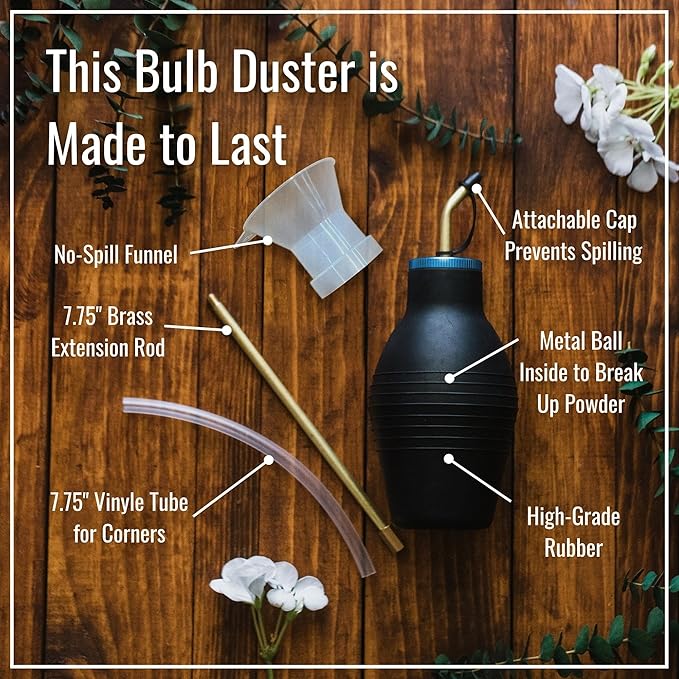 Dr. Killigan's The Insect Buster - Bulb Duster, Sprayer, Applicator, Dispenser for Diatomaceous Earth and Other Powders - Effective Dust Application Tool - Large (14oz)