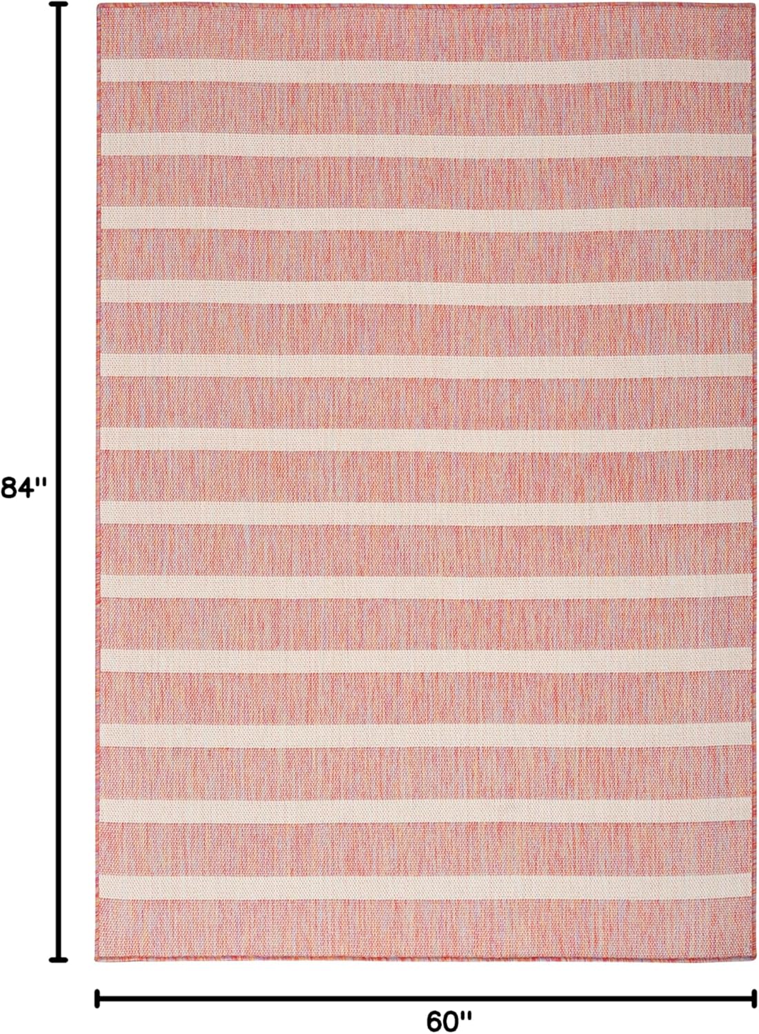 Nourison Home Positano Indoor/Outdoor Rainbow Ivory 5' x 7' Area Rug, Easy Cleaning, Non Shedding, Bed Room, Living Room, Dining Room, Deck, Backyard, Patio (5x7)