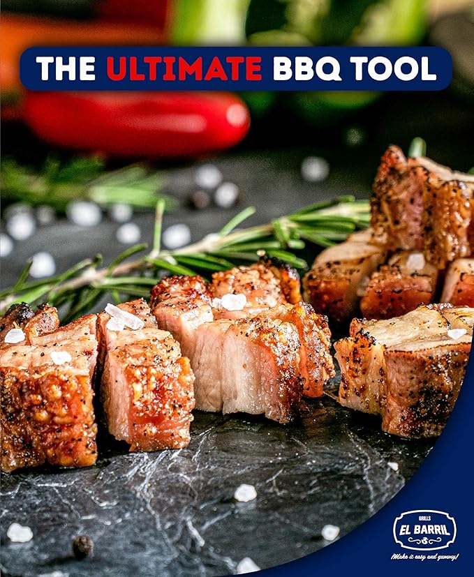 EL BARRIL 30lbs Smoker Grill Combo, Stainless Steel Vertical Barrel Charcoal Smoker. Outdoor Grill with Grilling Accessories