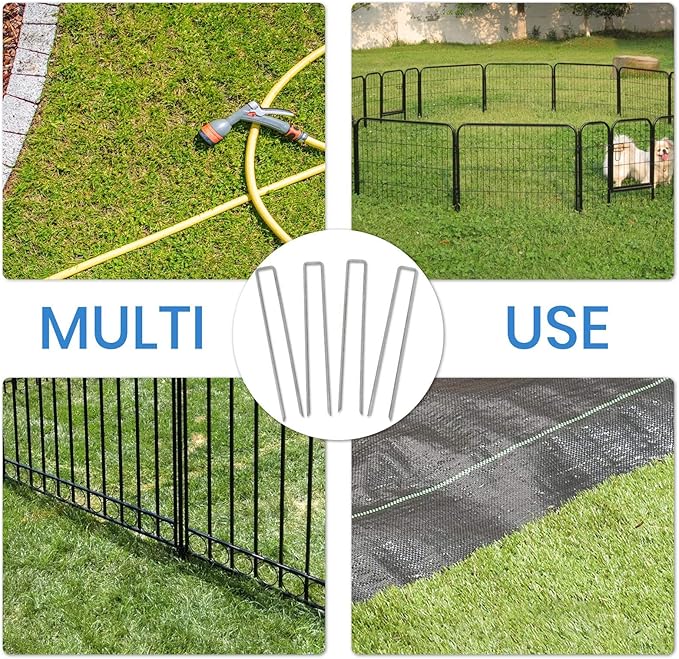 Tent Stakes 12Inch 50pcs Galvanized Landscape Staples,Tent Pegs Heavy-Duty Sod Pins Anti-Rust Fence Stakes Securing Pegs Trampoline Stakes