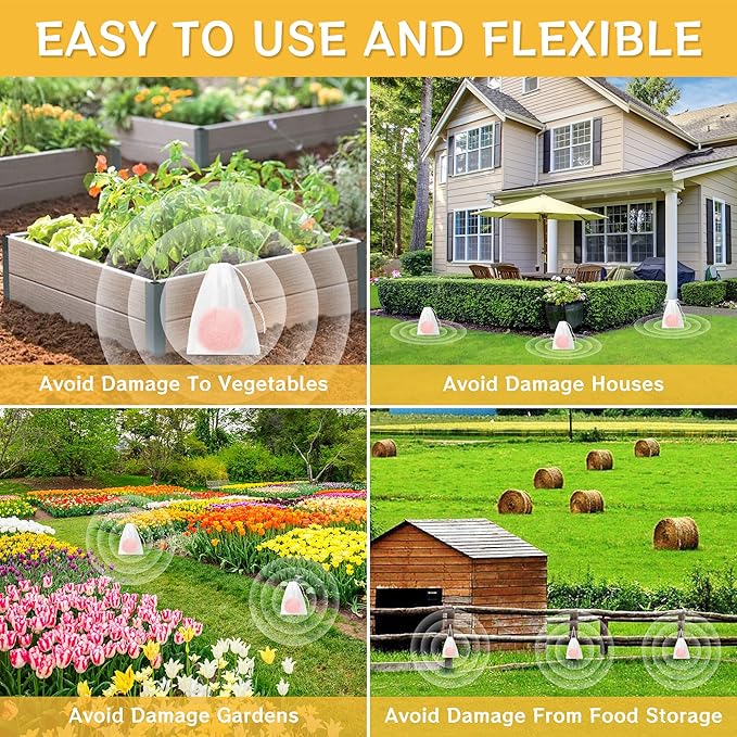 24PCS Deer Rabbit Repellent - Natural Peppermint Oil Deer Repellent for Garden Lawn Yard, Rabbit Repellant Keep from Eating Plants Flowers, for Kids and Pet Safe