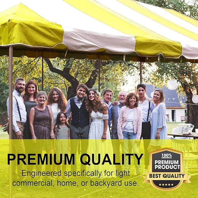 Party Tents Direct 20'x 40' Weekender Canopy Pole Tent with Sidewalls - Easy Up Canopy Tent with 160 Person Capacity - Outdoor Canopies for Parties, Weddings, and Events (Yellow/White)