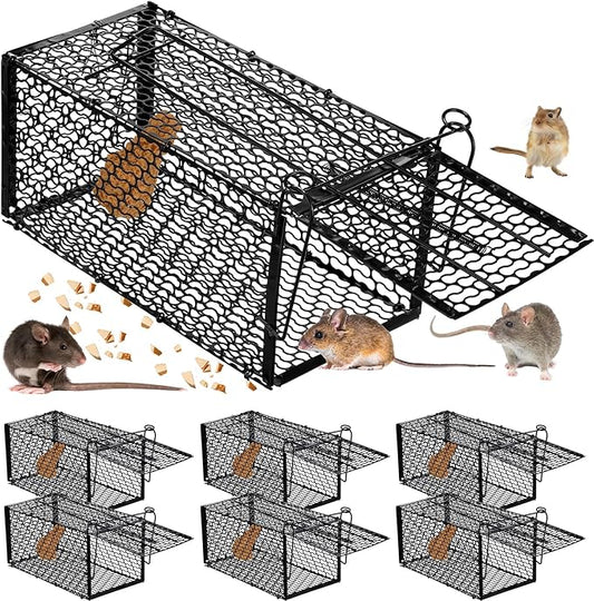 Qualirey 6 Pcs Humane Rat Trap Small Chipmunk Mouse Squirrel Cage Rodent Animal Mice Voles Hamsters Cage Catch and Release Trap for Home Garden Indoor Outdoor(15.4 x 5.5 x 5.5 Inch)