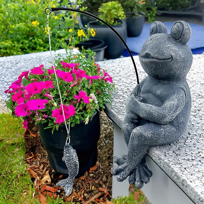 Teaeeno Outdoor Animal Decor Statue, Animal Sculpture Decoration for Yard Art, Garden Statues Decor for Home, Home Garden Décor Accents (Grey)