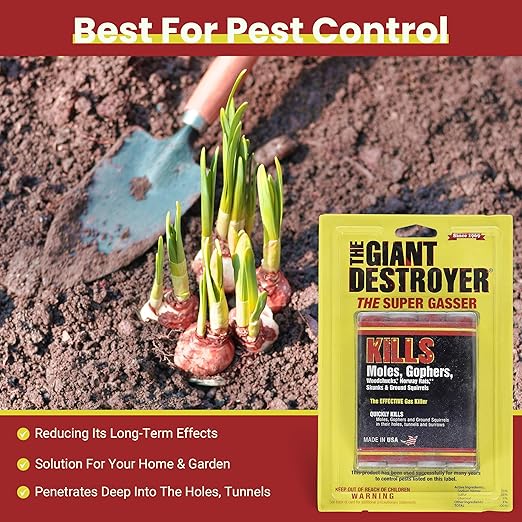 Giant Destroyer Smoke Bomb Gasser – Rodent & for Gophers, Moles, Groundhogs & Rats – 4 Pack (16 Tubes) + Jecudi Towel